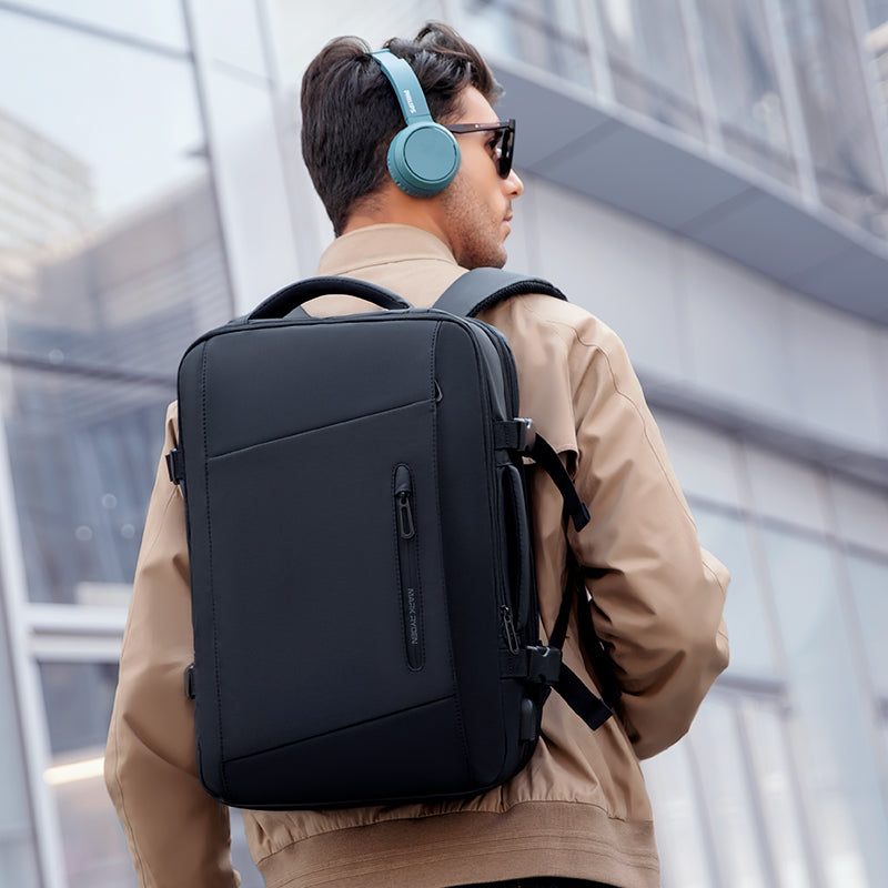 Sac à dos ordinateur extensible 36L – Grand volume, port USB, idéal voyage pro
