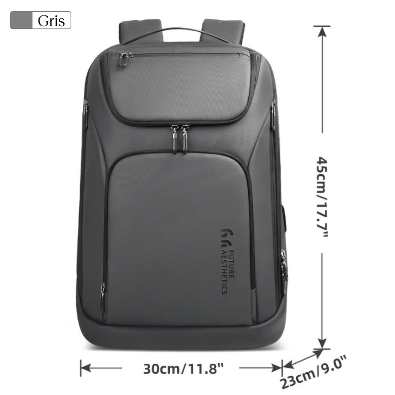 Sac à dos gris pour ordinateur portable voyage d'affaire 17 pouces