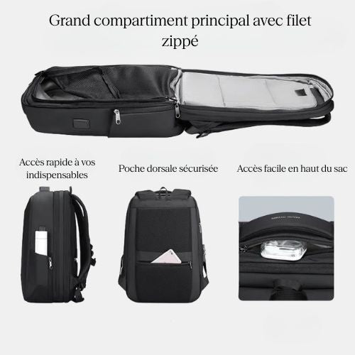 Sac à dos ordinateur rigide extensible 15,6 pouces – Étanche et antivol