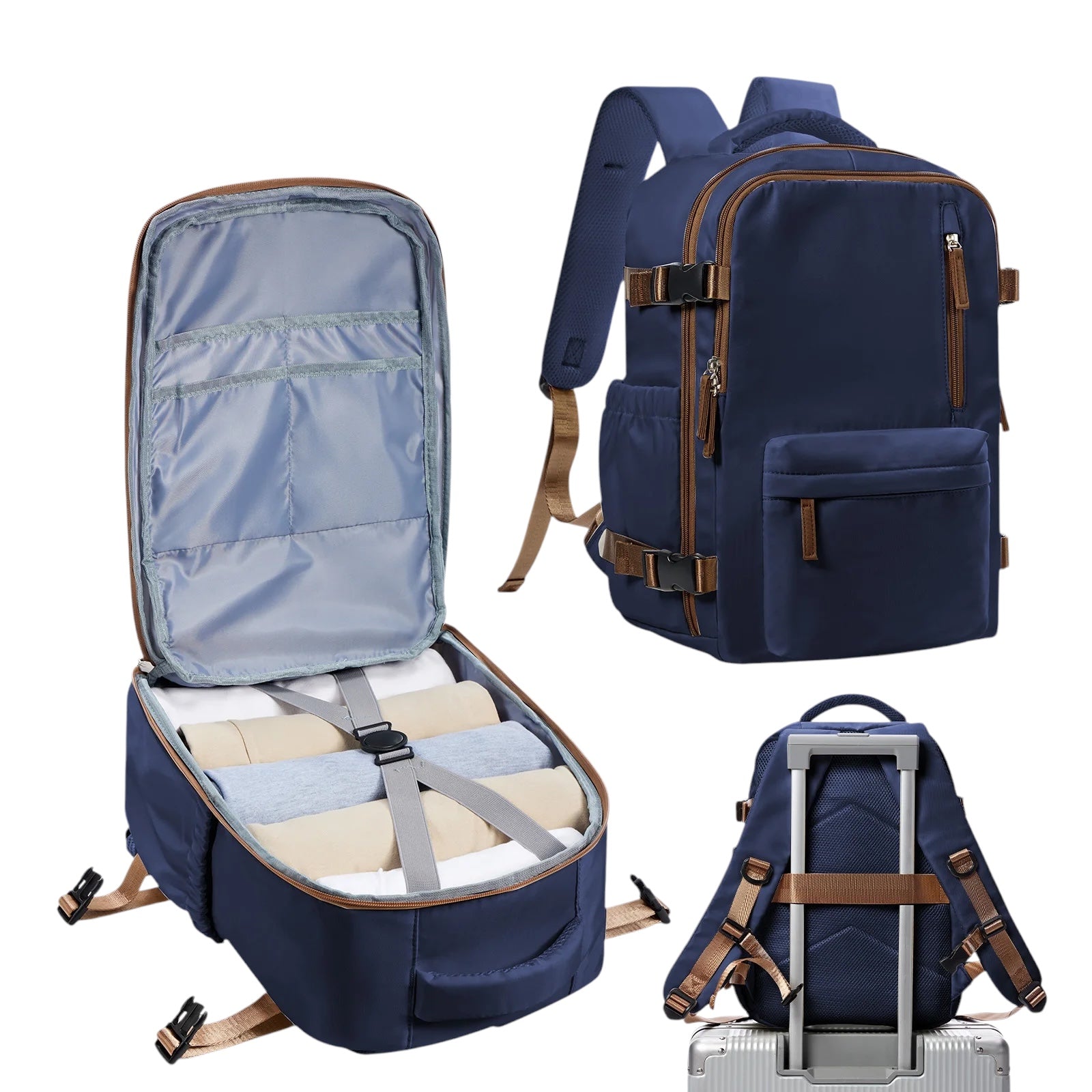 Sac à dos bleu pour ordinateur souple de 15 pouces pour homme