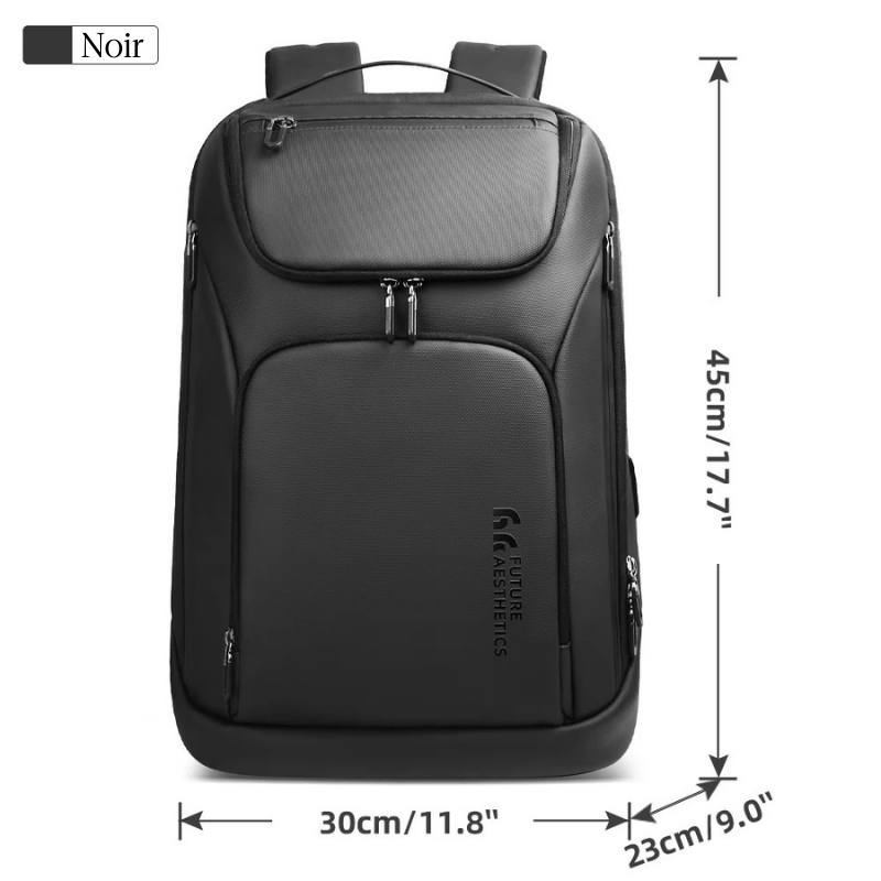 Sac à dos noir pour ordinateur pour voyage d'affaire 17 pouces