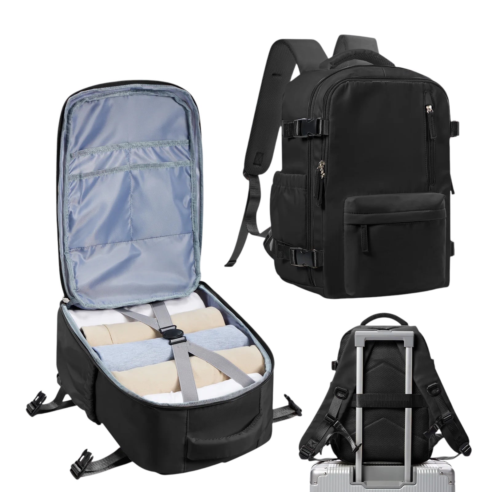 Sac à dos noir pour ordinateur souple de 15 pouces pour homme