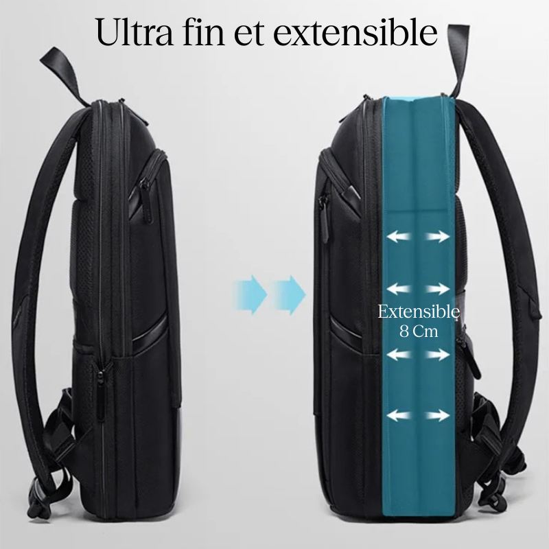 Sac à dos ordinateur de travail ultra fin et extension