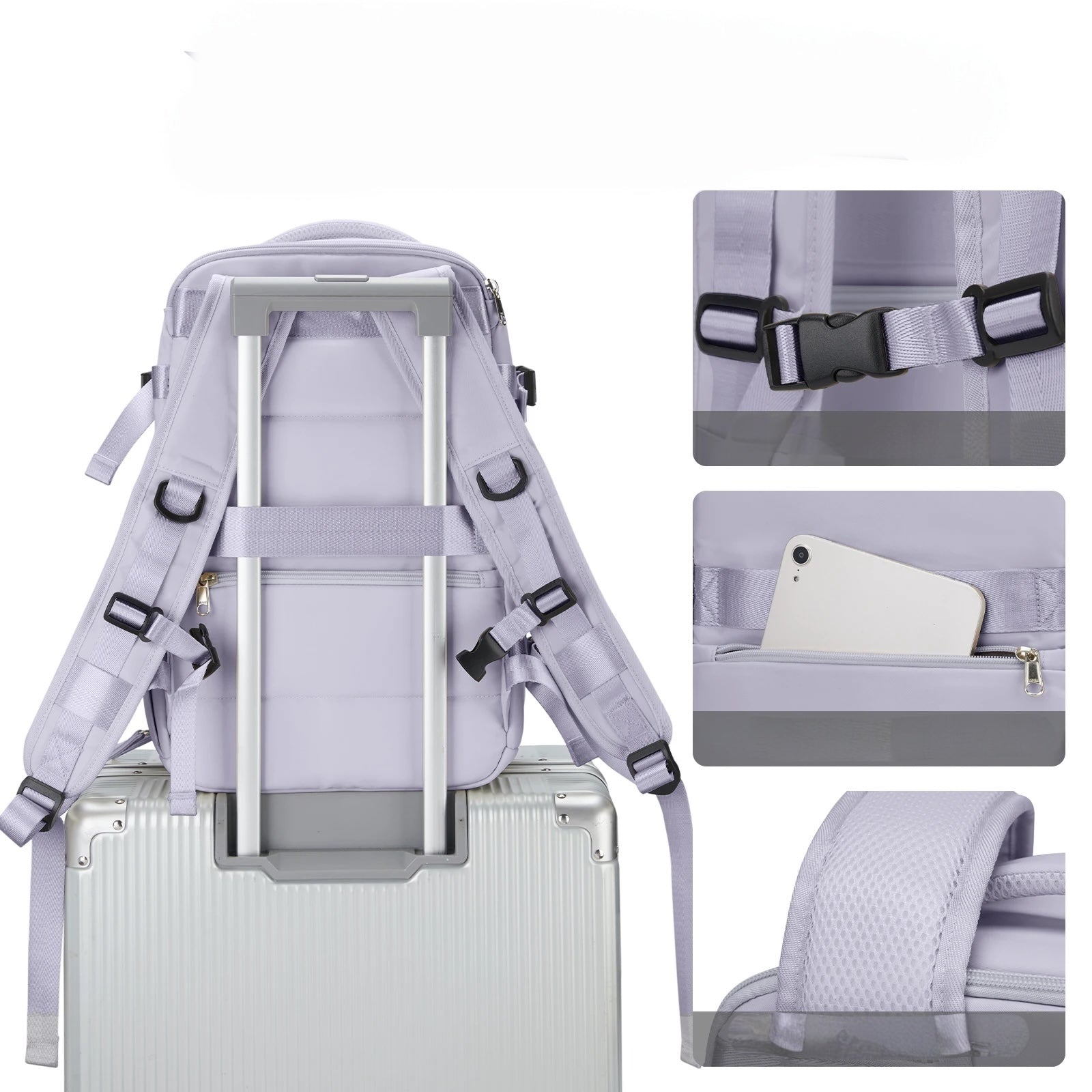 Sac à dos ordinateur mauve souple et ergonomique