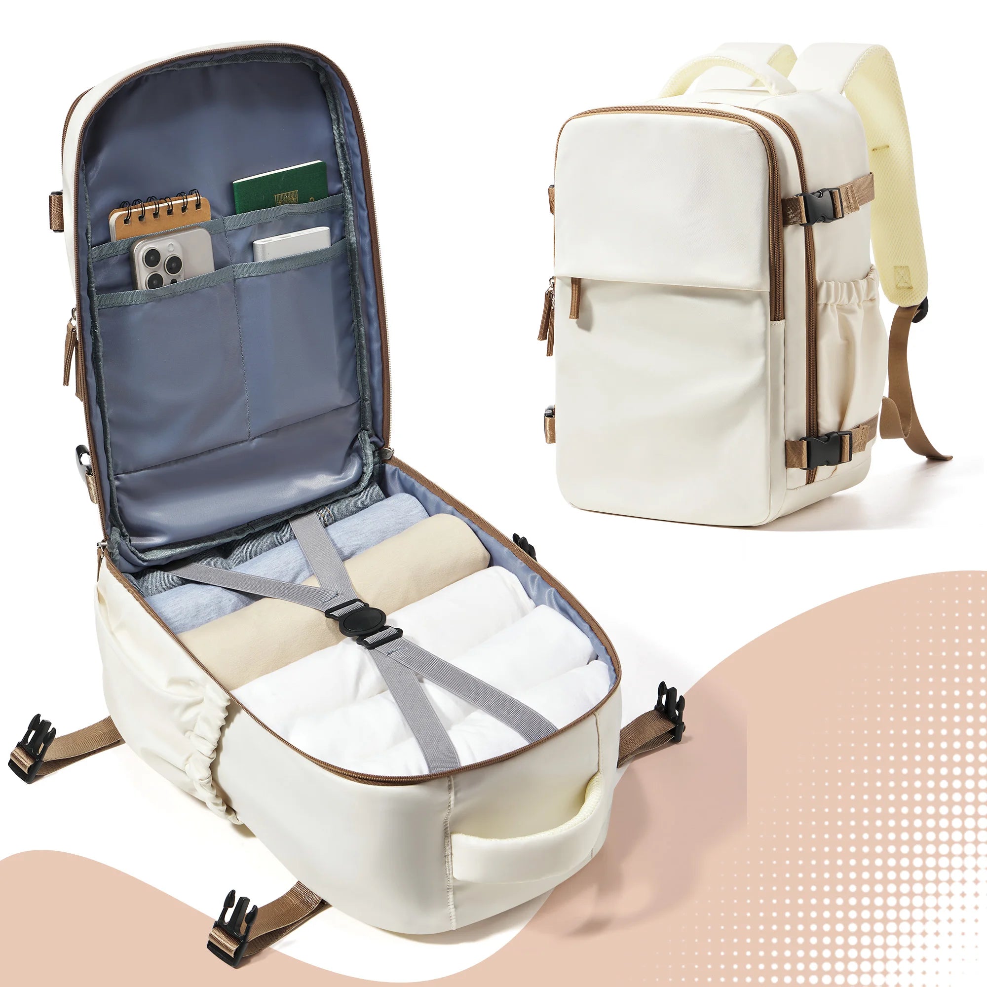 Sac à dos ordinateur rigide beige