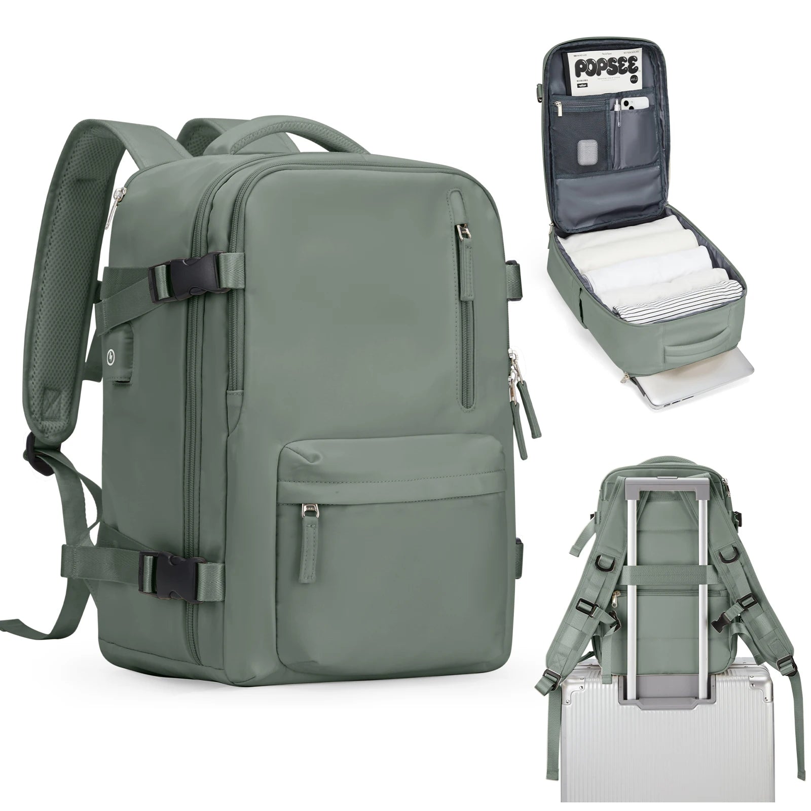 Sac à dos ordinateur vert 13 pouces souple et ergonomique