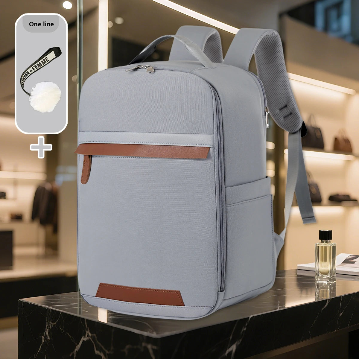 Sac ordinateur gris pour étudiantes à grande capacité