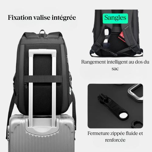 Sac à dos ordinateur rigide extensible 15,6 pouces – Étanche et antivol