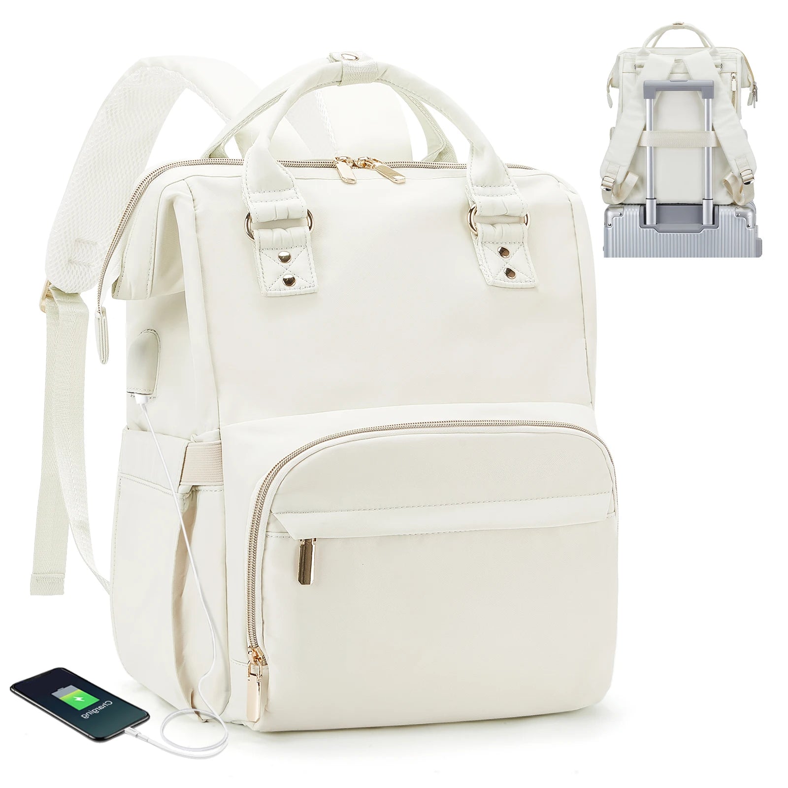 Sac a Dos Femme Pour Ordi Portable beige