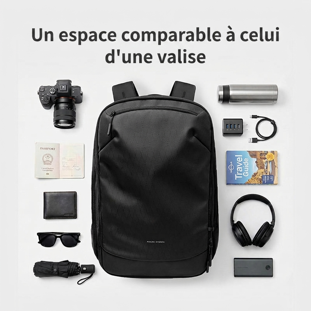 Sac à dos ordinateur 17,3" extensible 29-40L imperméable antivol 360° RFID USB