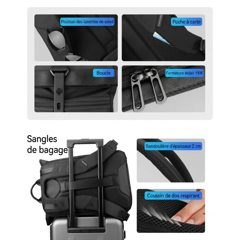 Sac à dos ordinateur imperméable 15,6" Roll-Top 23L – Port USB