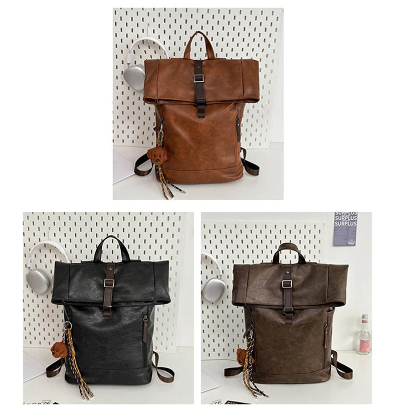 Sac à dos ordinateur homme - 15 pouces - cuir PU vintage souple