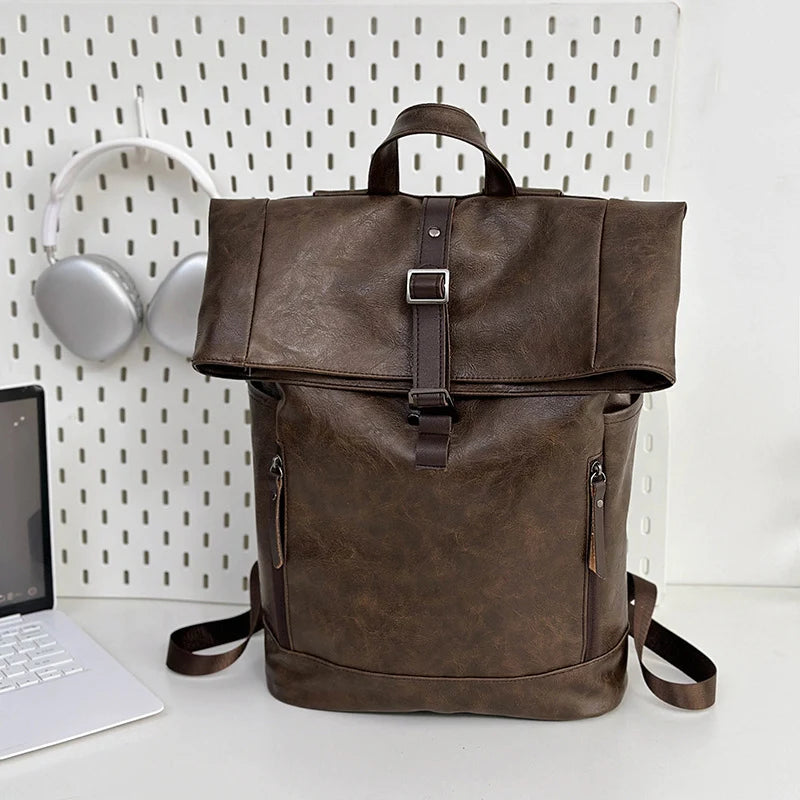 Sac à dos ordinateur homme - 15 pouces - cuir PU vintage souple