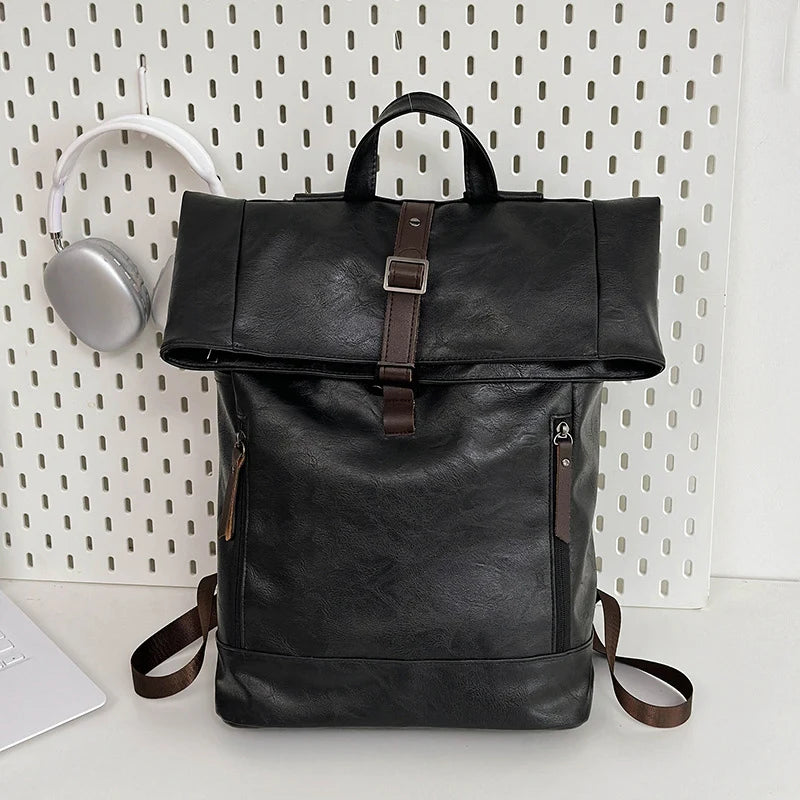 Sac à dos ordinateur homme - 15 pouces - cuir PU vintage souple
