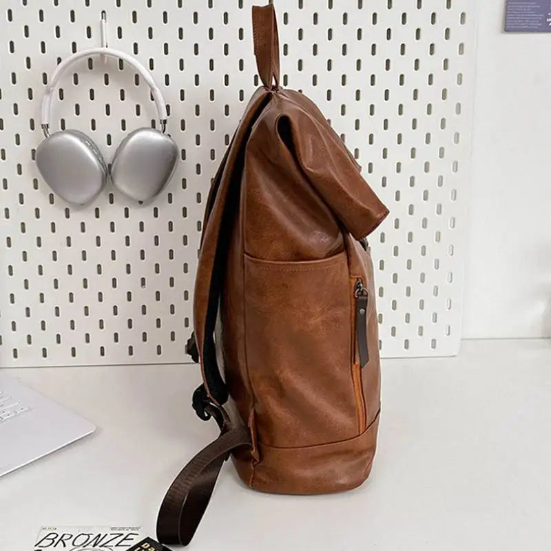 Sac à dos ordinateur homme - 15 pouces - cuir PU vintage souple