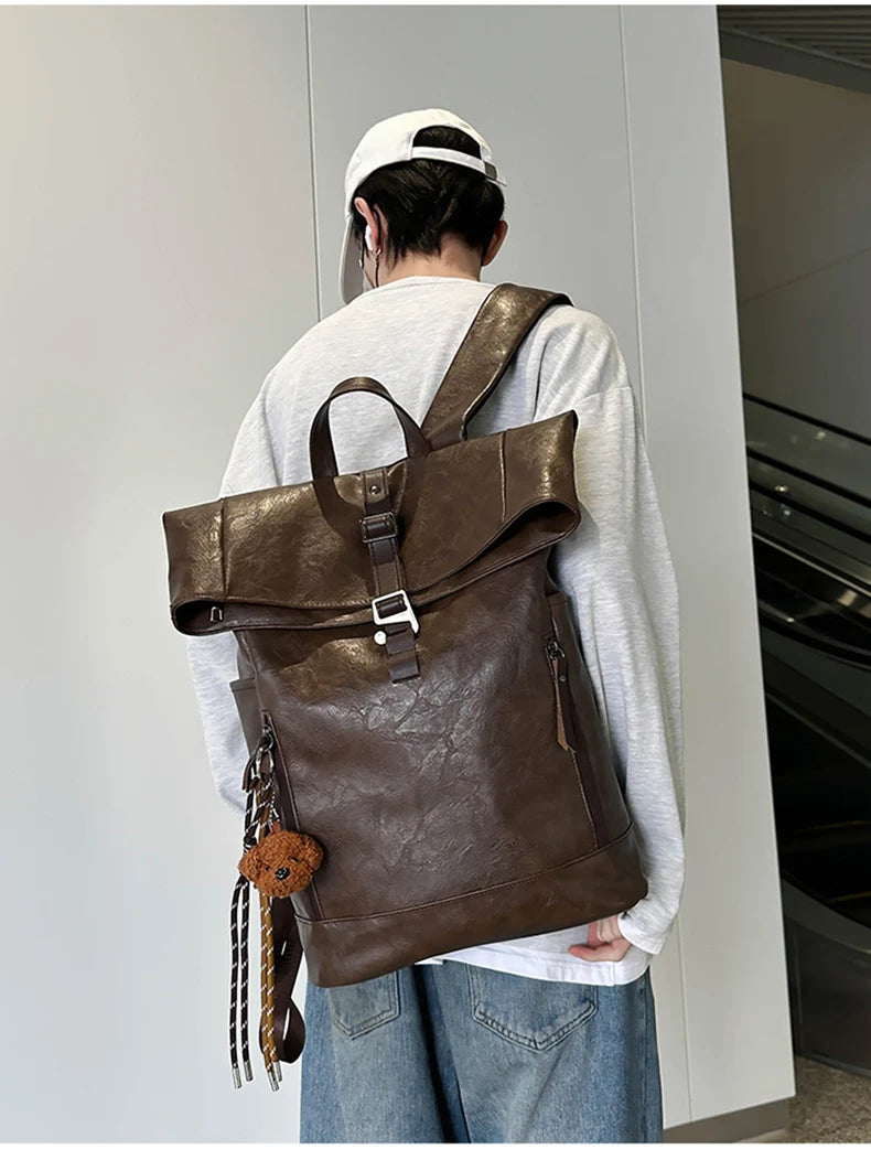 Sac à dos ordinateur homme - 15 pouces - cuir PU vintage souple