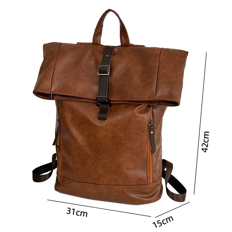 Sac à dos ordinateur homme - 15 pouces - cuir PU vintage souple