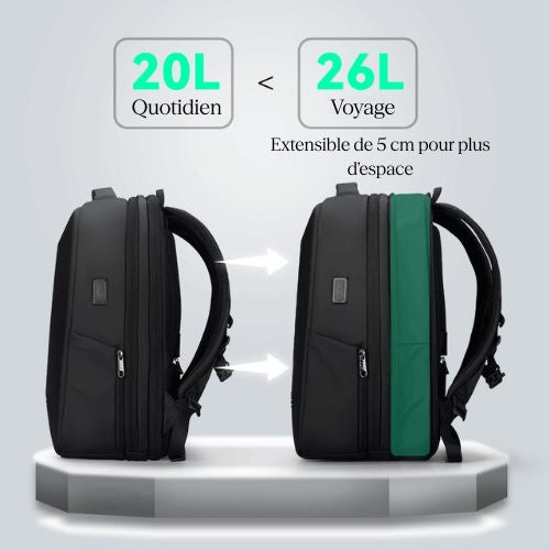 Sac à dos ordinateur rigide extensible 15,6 pouces – Étanche et antivol