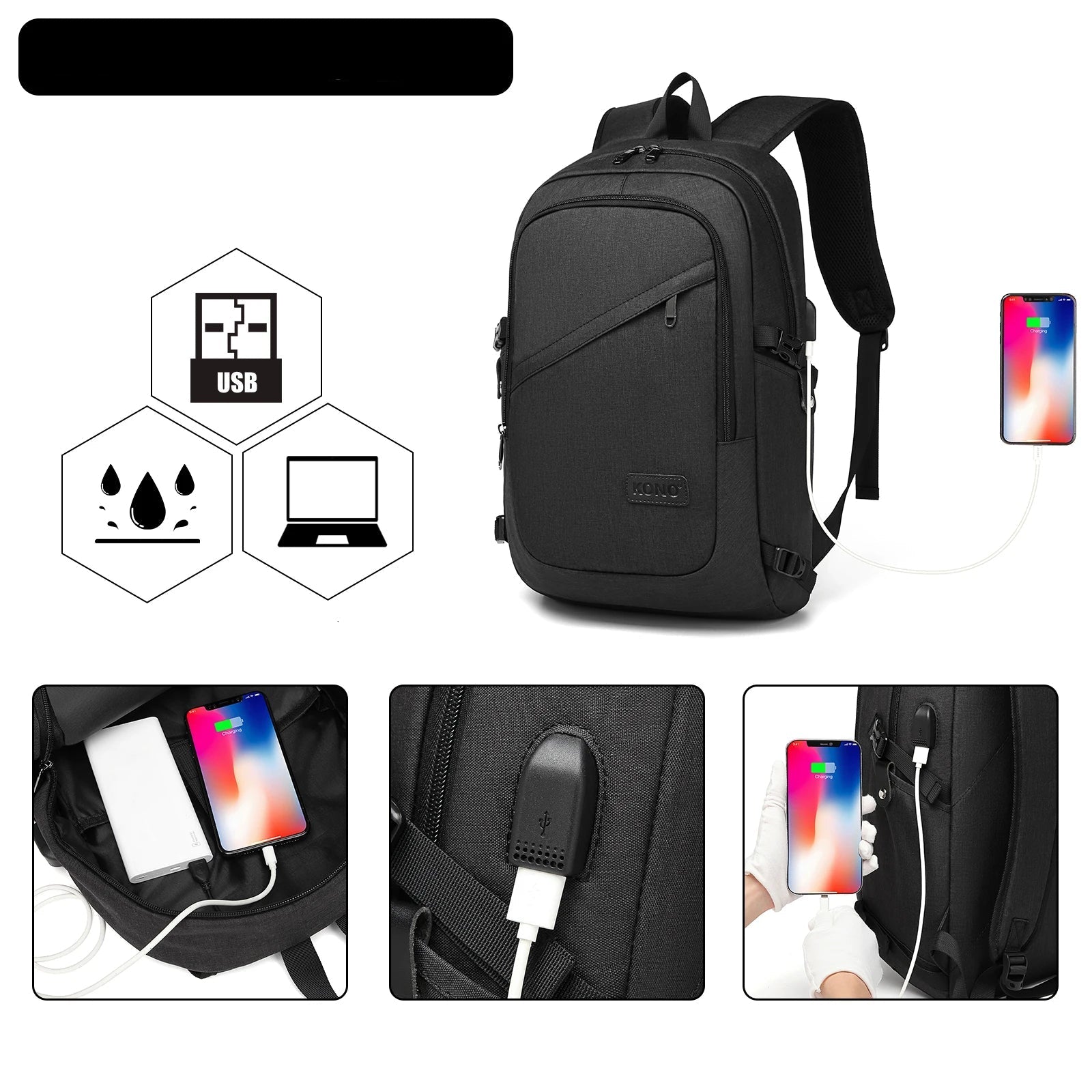 Sac à dos ordinateur homme – 15,6 pouces – léger, compartimenté & port USB