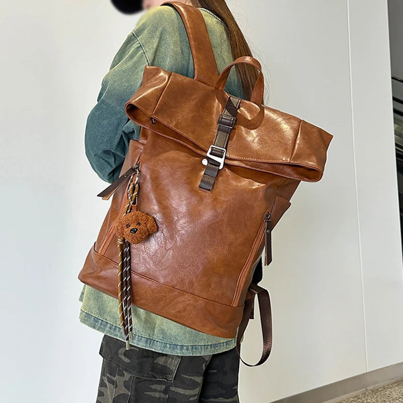 Sac à dos ordinateur homme - 15 pouces - cuir PU vintage souple