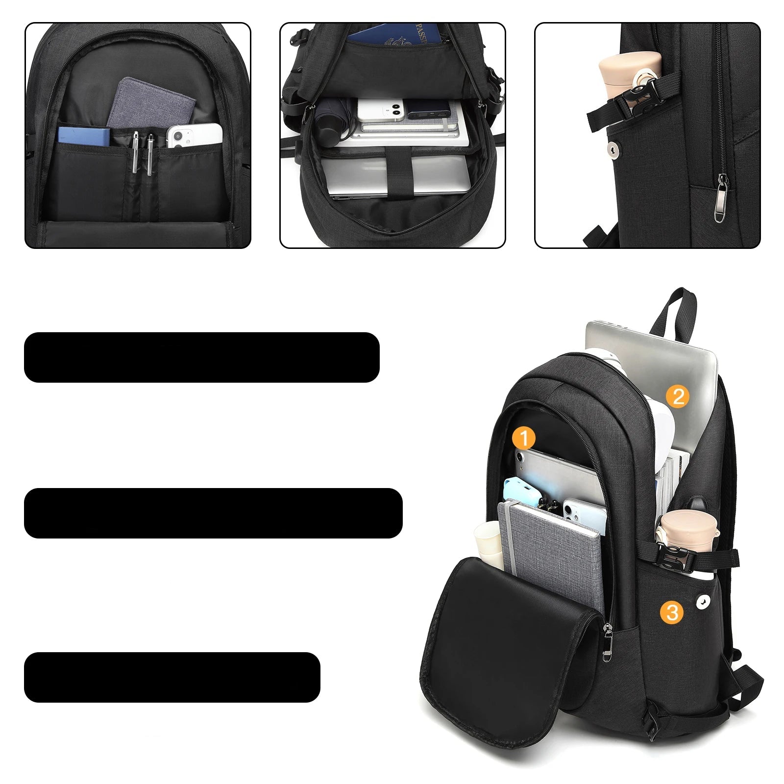 Sac à dos ordinateur homme – 15,6 pouces – léger, compartimenté & port USB