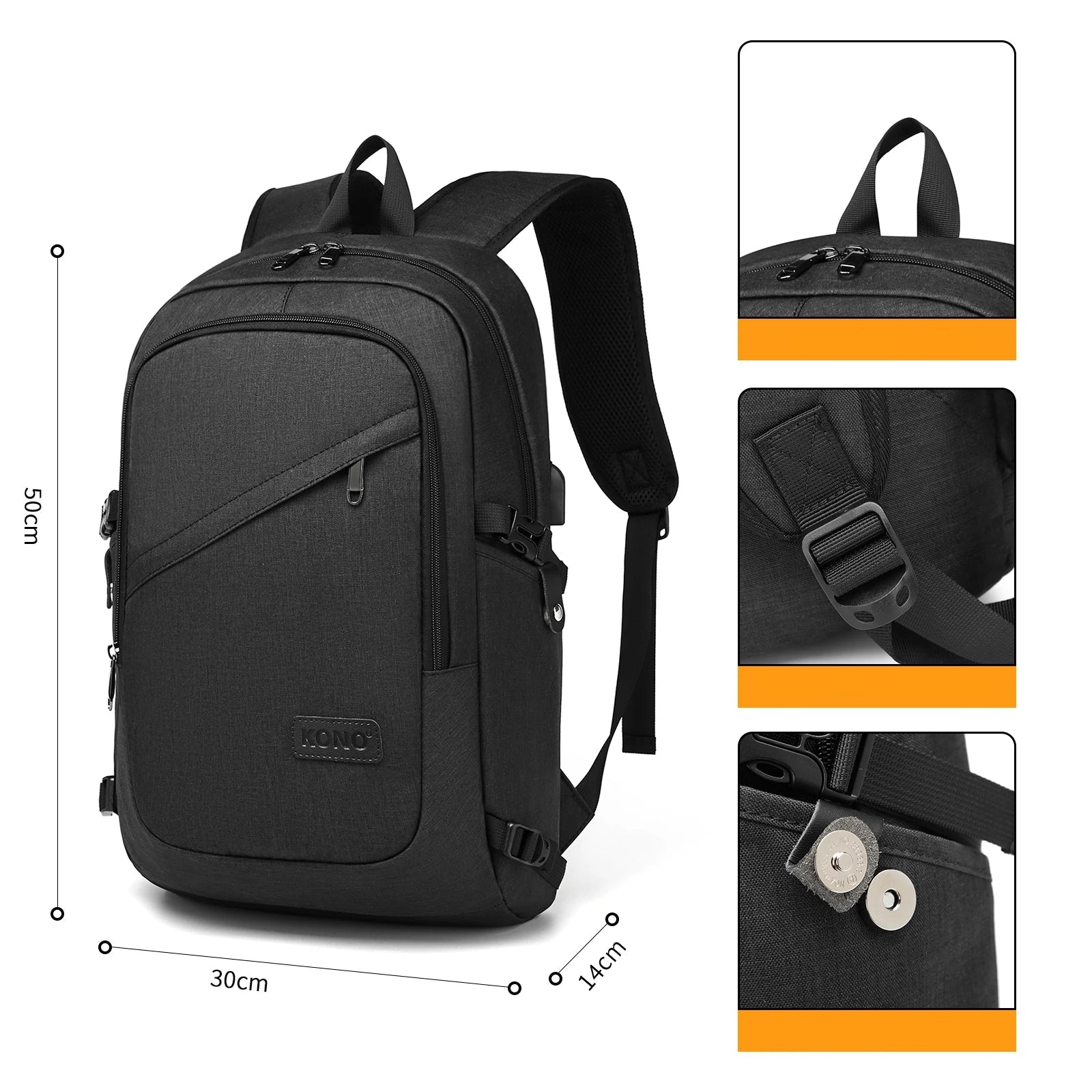 Sac à dos ordinateur homme – 15,6 pouces – léger, compartimenté & port USB
