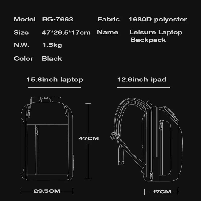 Sac à dos ordinateur noir imperméable pour le business