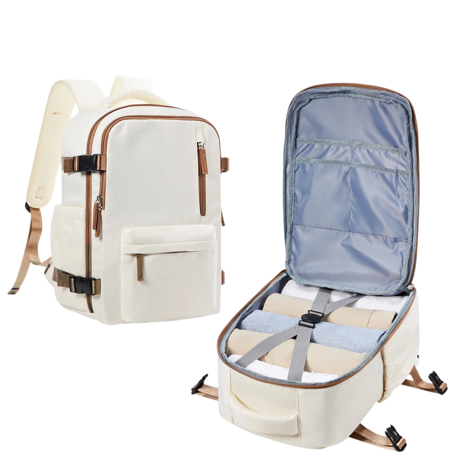 Sac à dos beige pour ordinateur souple de 15 pouces pour homme
