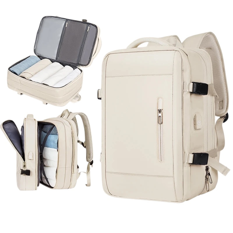 Sac à dos beige ordinateur portable en nylon